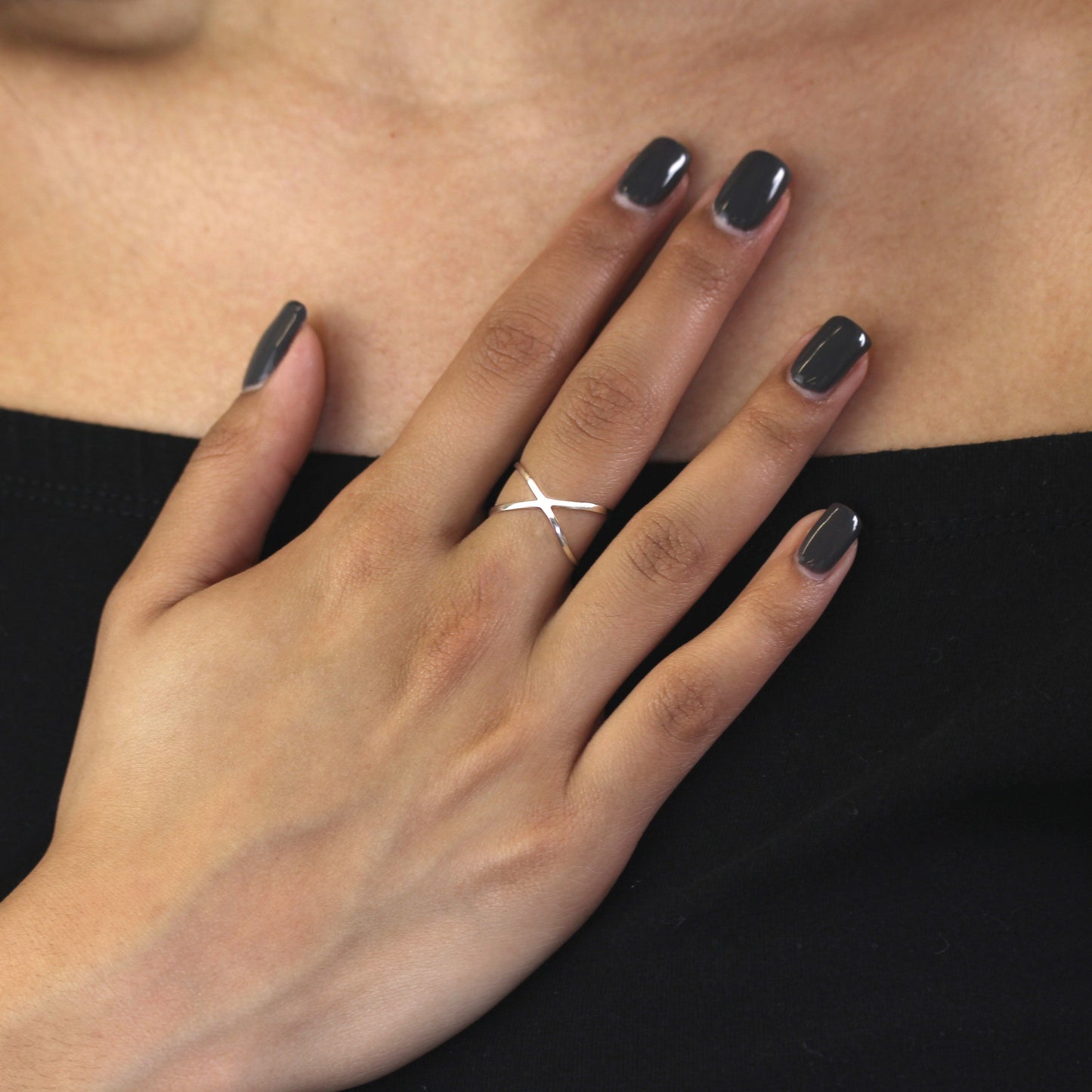 Bague croisée en argent sterling, tailles K à X