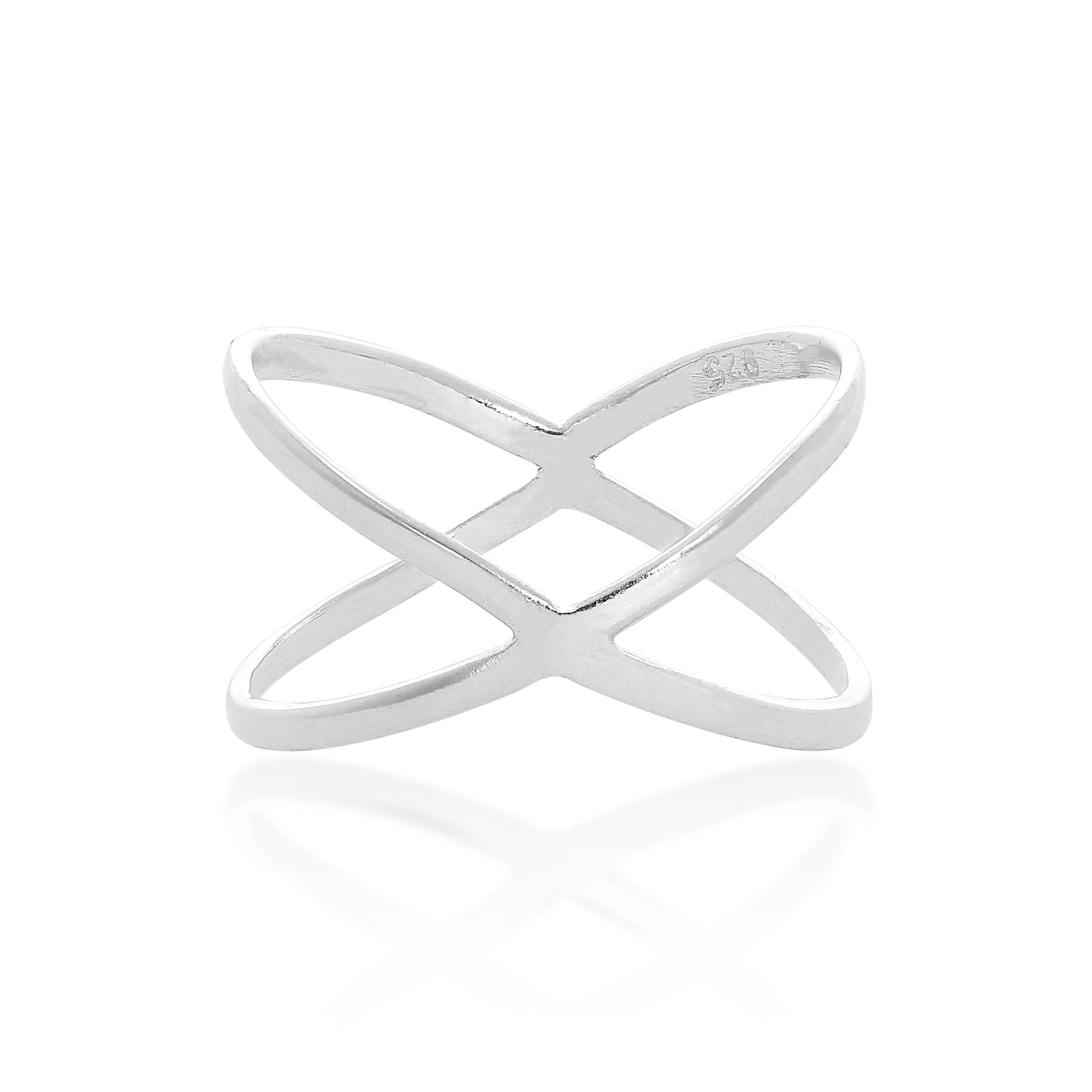 Bague croisée en argent sterling, tailles K à X