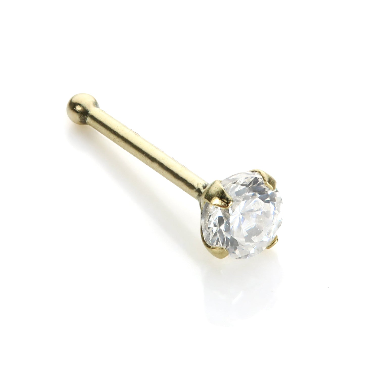 Clou de nez en or jaune 9 carats avec zircones cubiques
