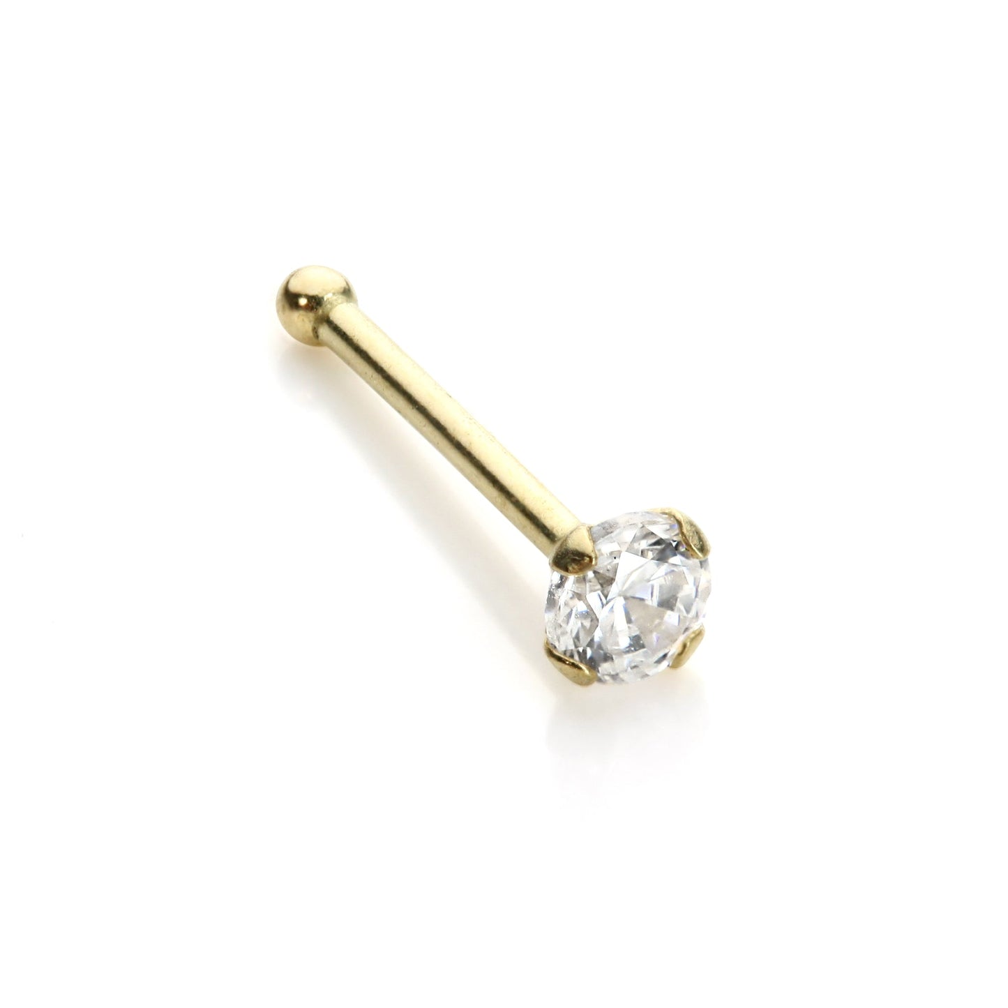 Clou de nez en or jaune 9 carats avec zircones cubiques