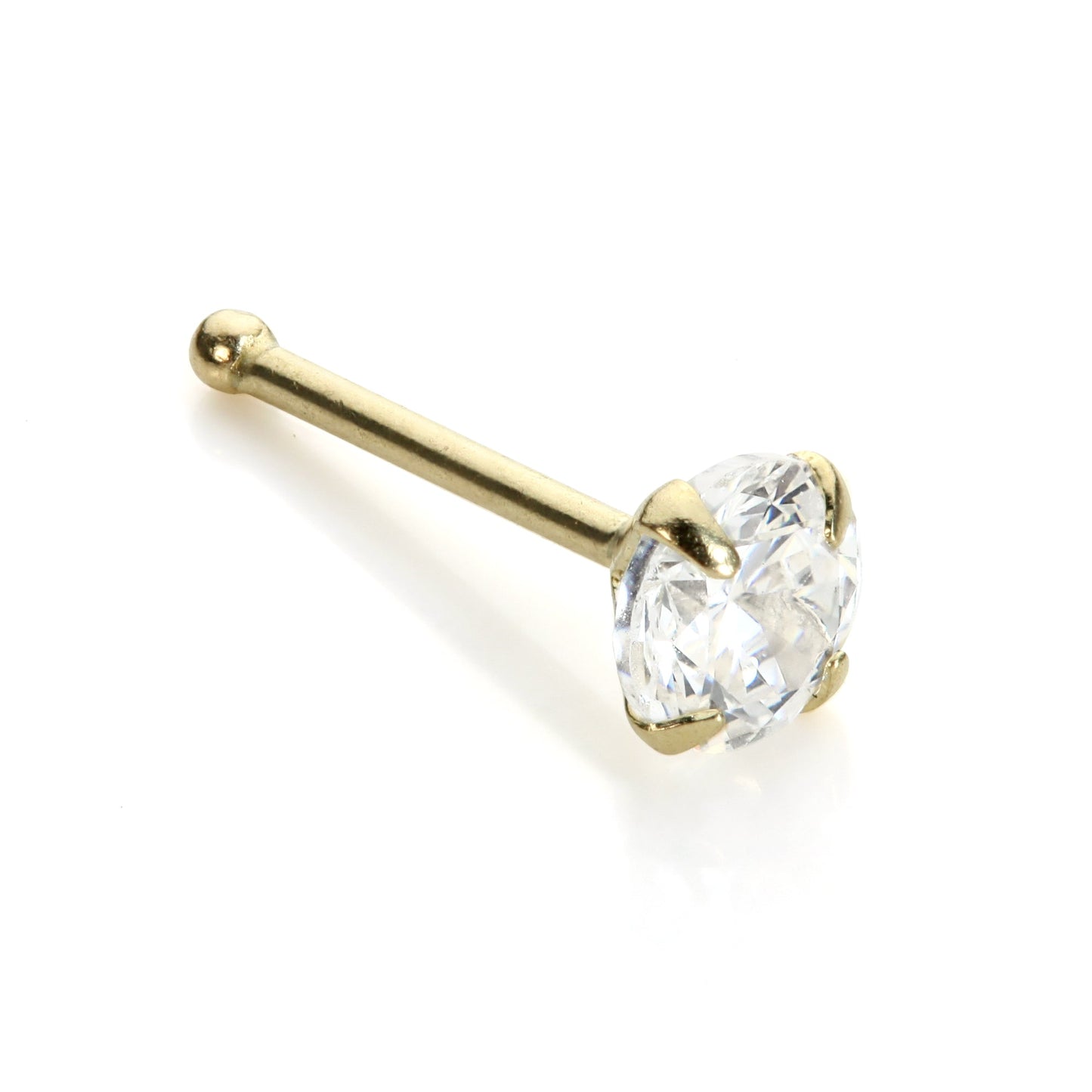 Clou de nez en or jaune 9 carats avec zircones cubiques