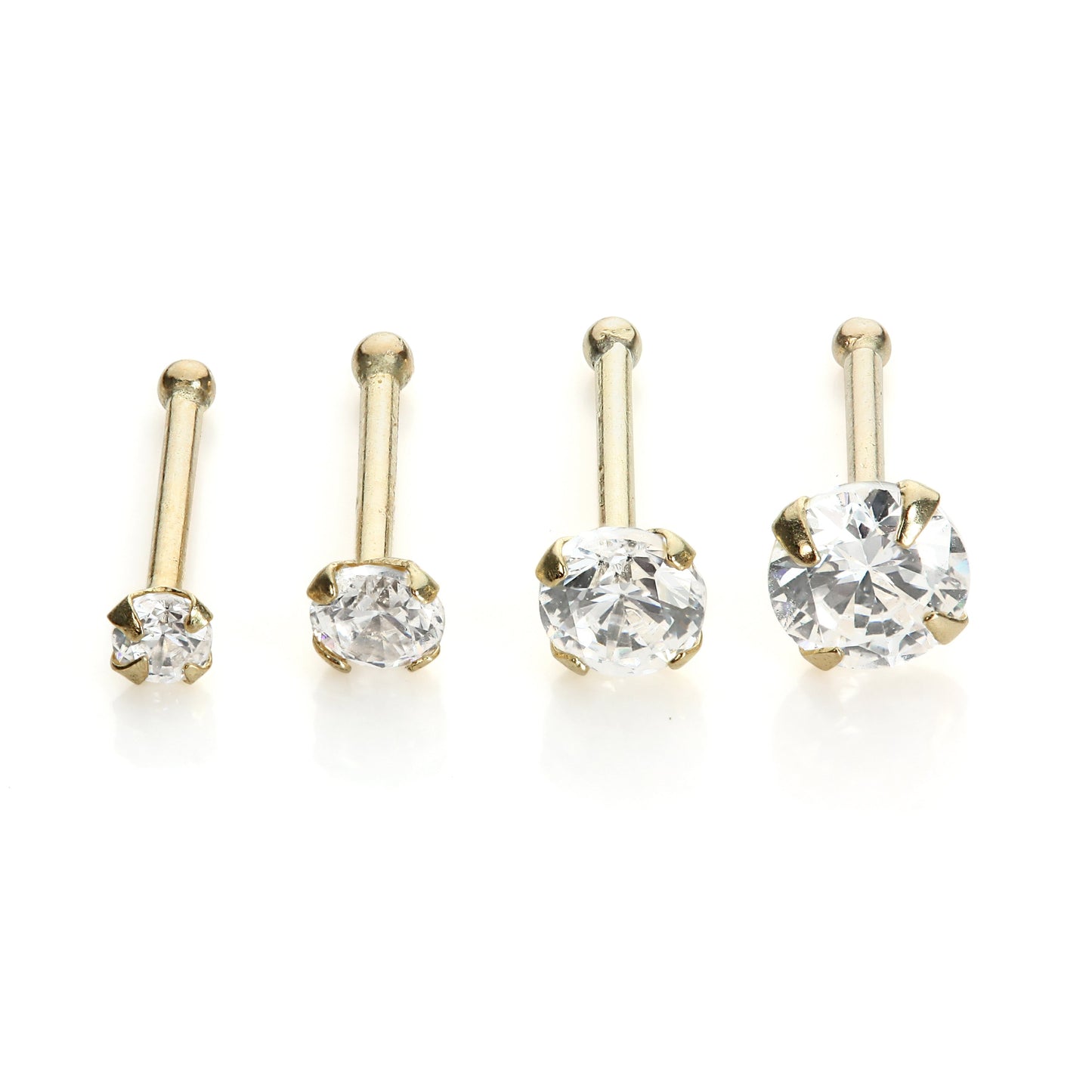 Clou de nez en or jaune 9 carats avec zircones cubiques
