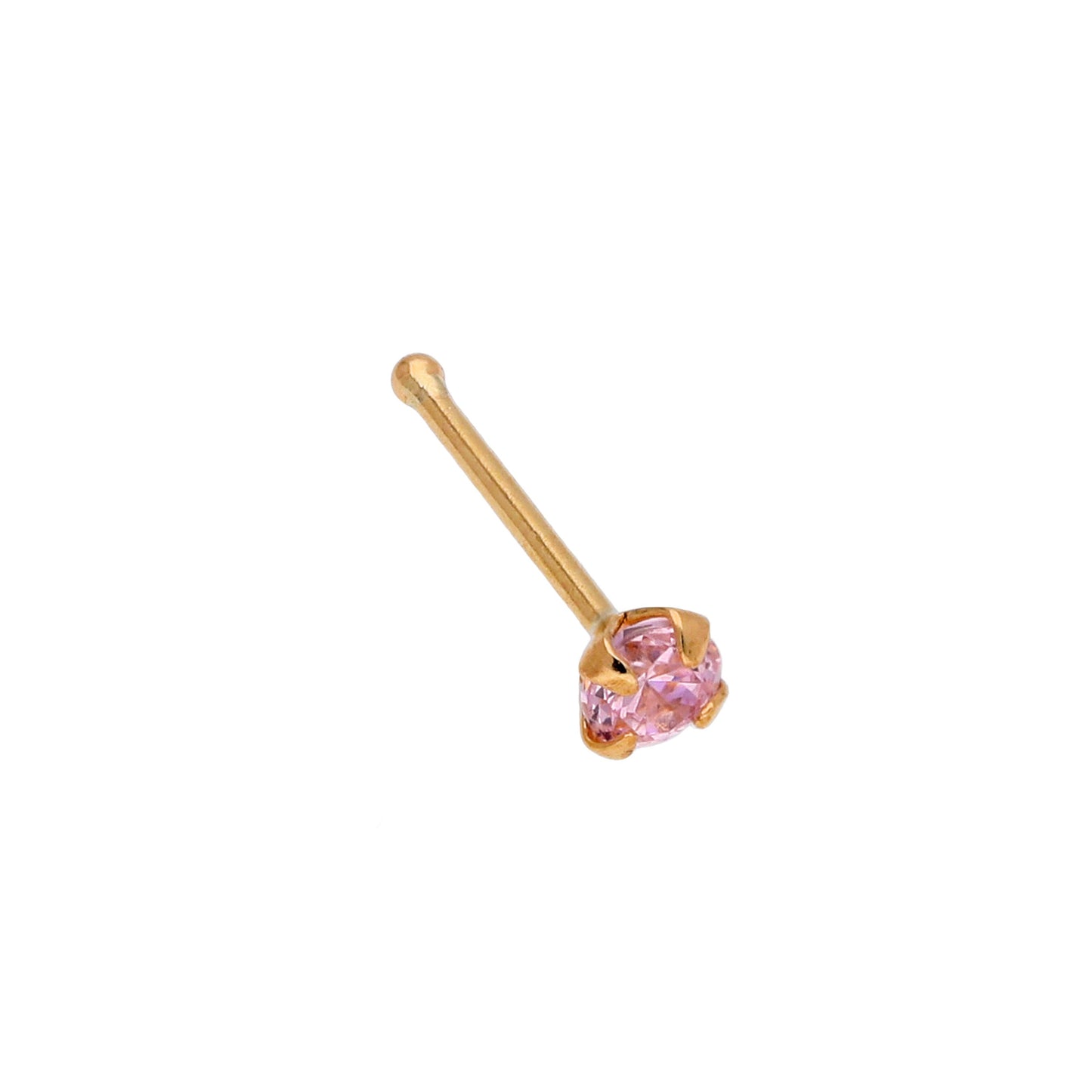 Piercing de nez en or jaune 9 carats avec cristal rose