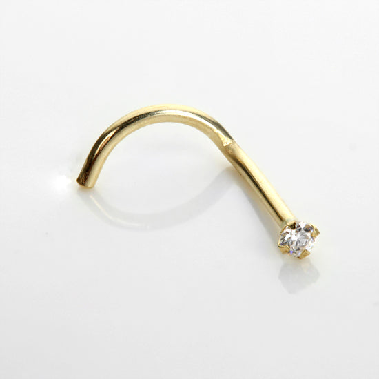 Piercing de nez à vis en or jaune 9 carats avec cristaux de zircone cubique