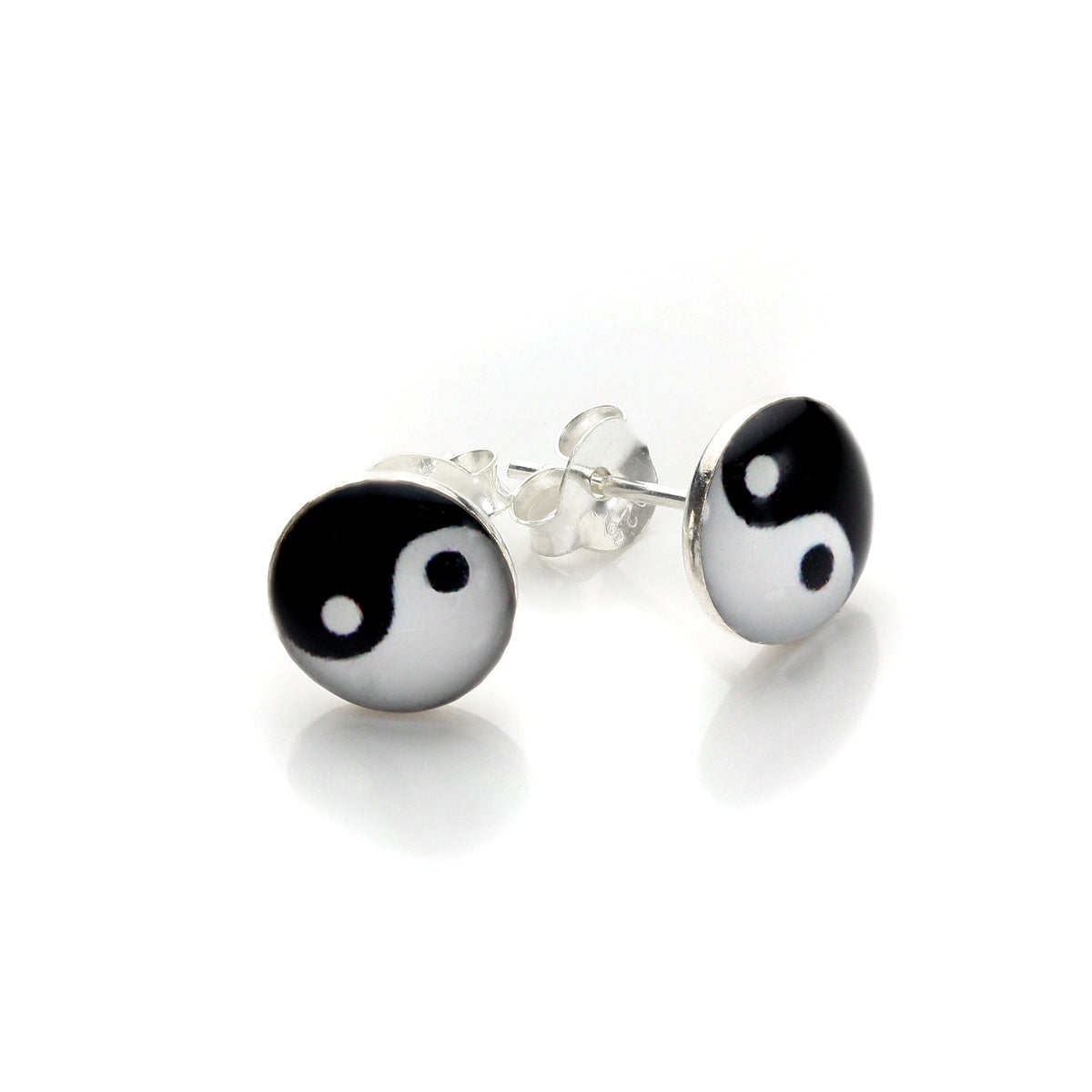 Boucles d'oreilles à tige Yin Yang en argent sterling