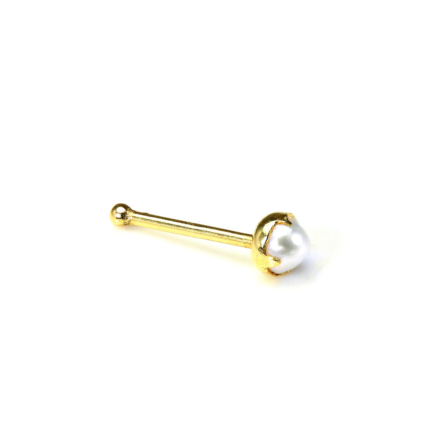 Piercing de nez en or jaune 9 carats avec perle d'eau douce naturelle de 2,5 mm
