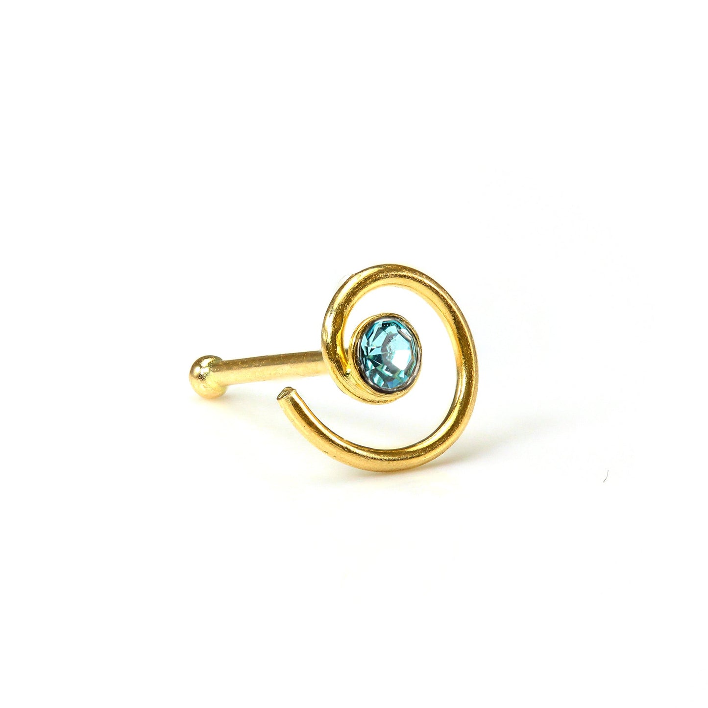 Piercing de nez en or jaune 9 carats avec boule et cristal CZ de 2 mm