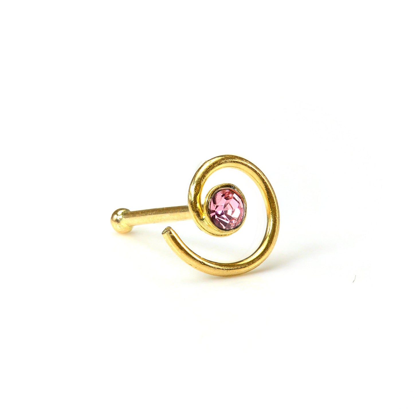 Piercing de nez en or jaune 9 carats avec boule et cristal CZ de 2 mm