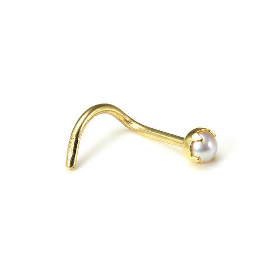 Piercing de nez en or jaune 9 carats avec perle d'eau douce naturelle de 2,5 mm