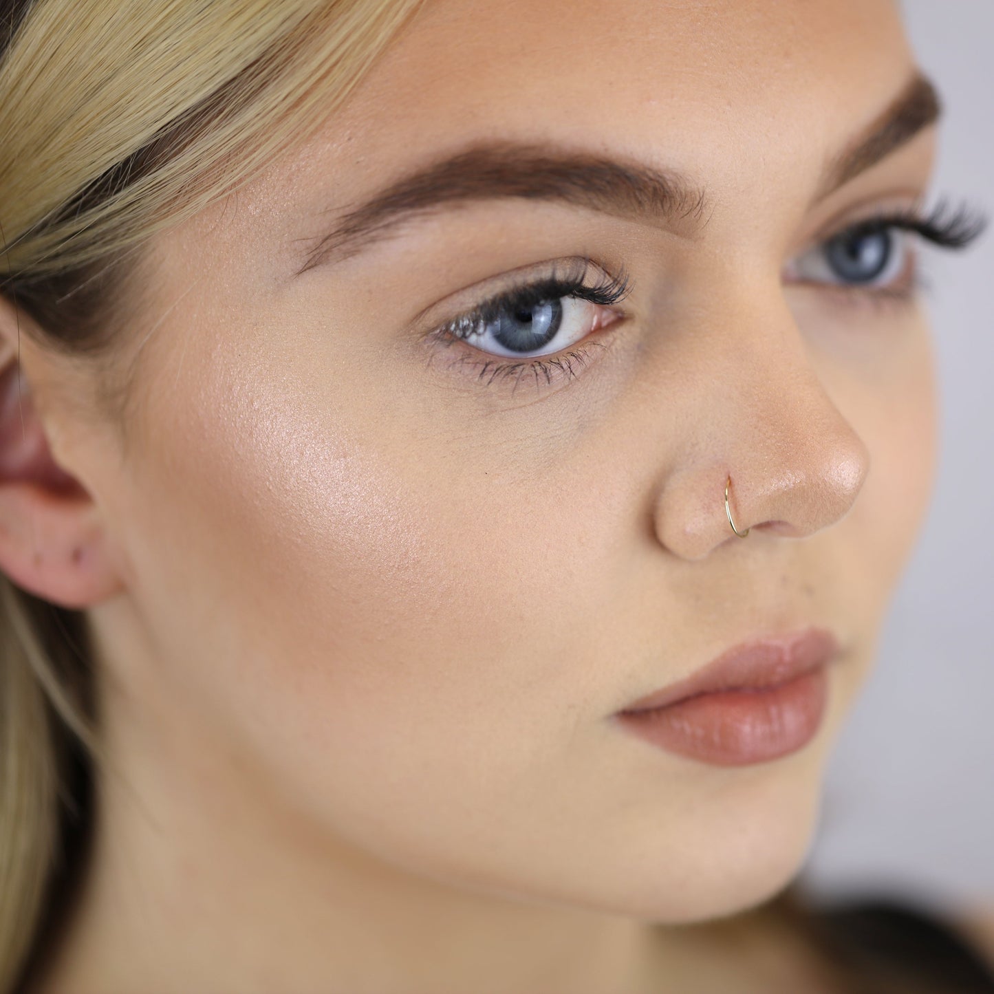 Anneau de nez ouvert en or jaune 9 carats, disque plat, calibre 22, 9 mm