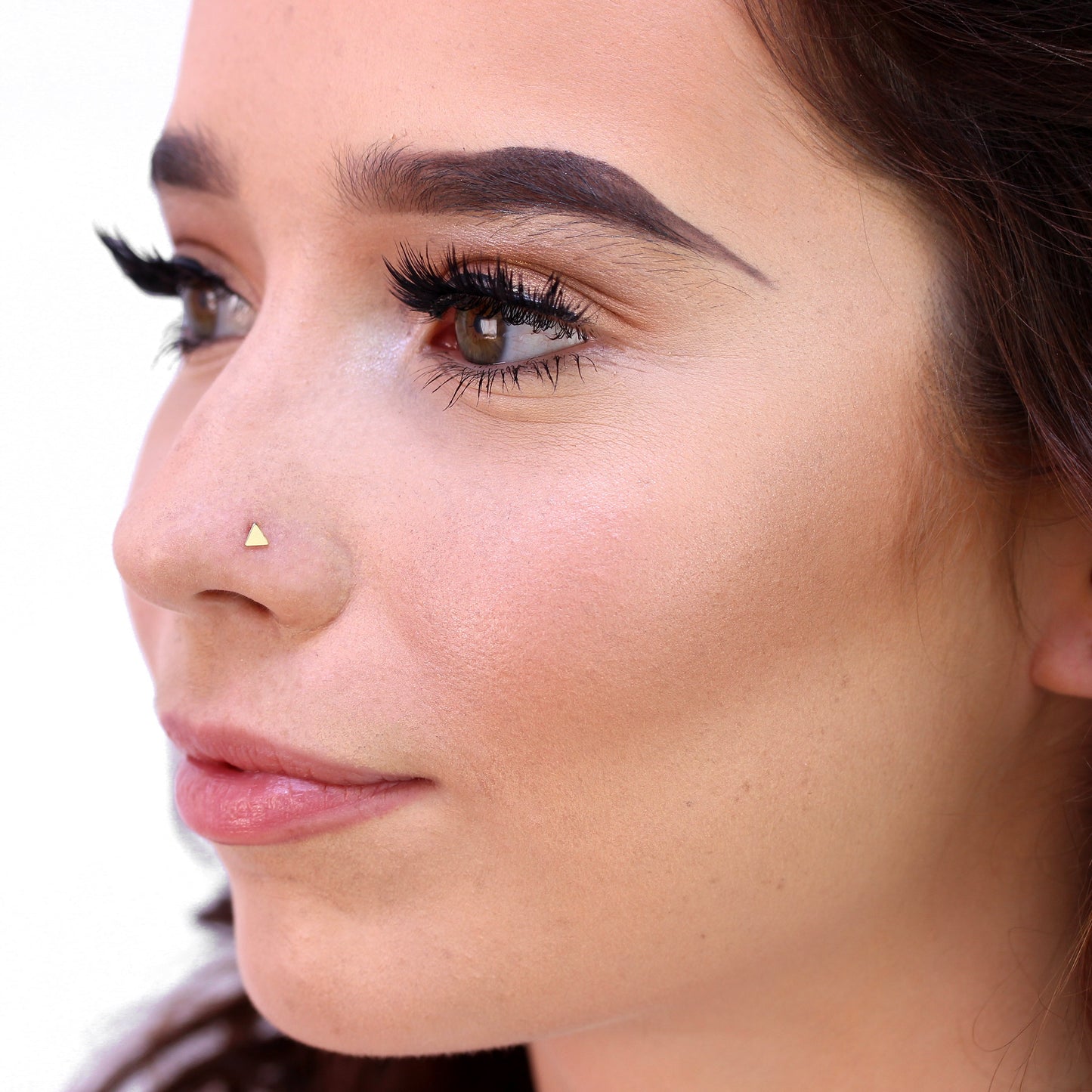 Piercing de nez triangulaire plat en or 9 carats de 3 mm