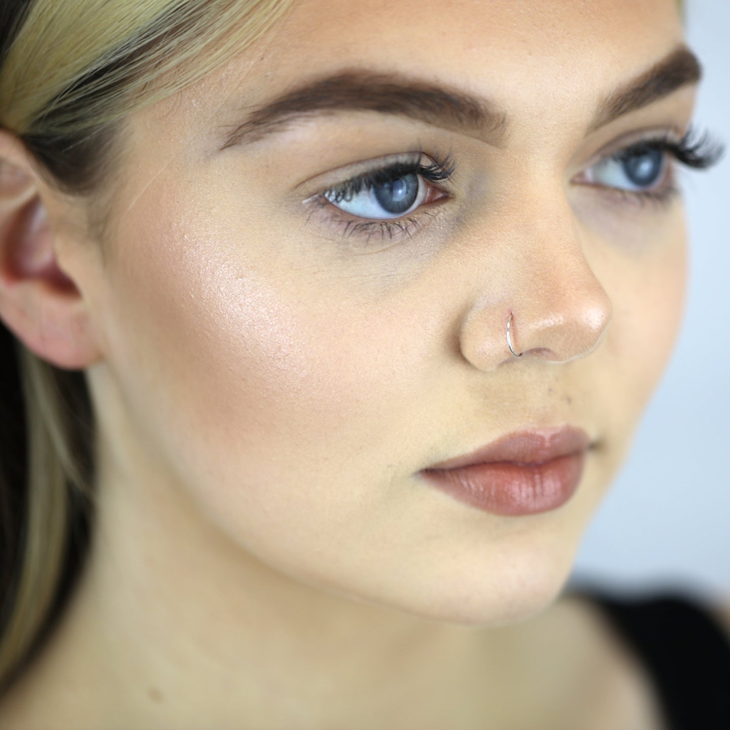 Anneau de nez ouvert en argent sterling 23Ga, boule de 9 mm