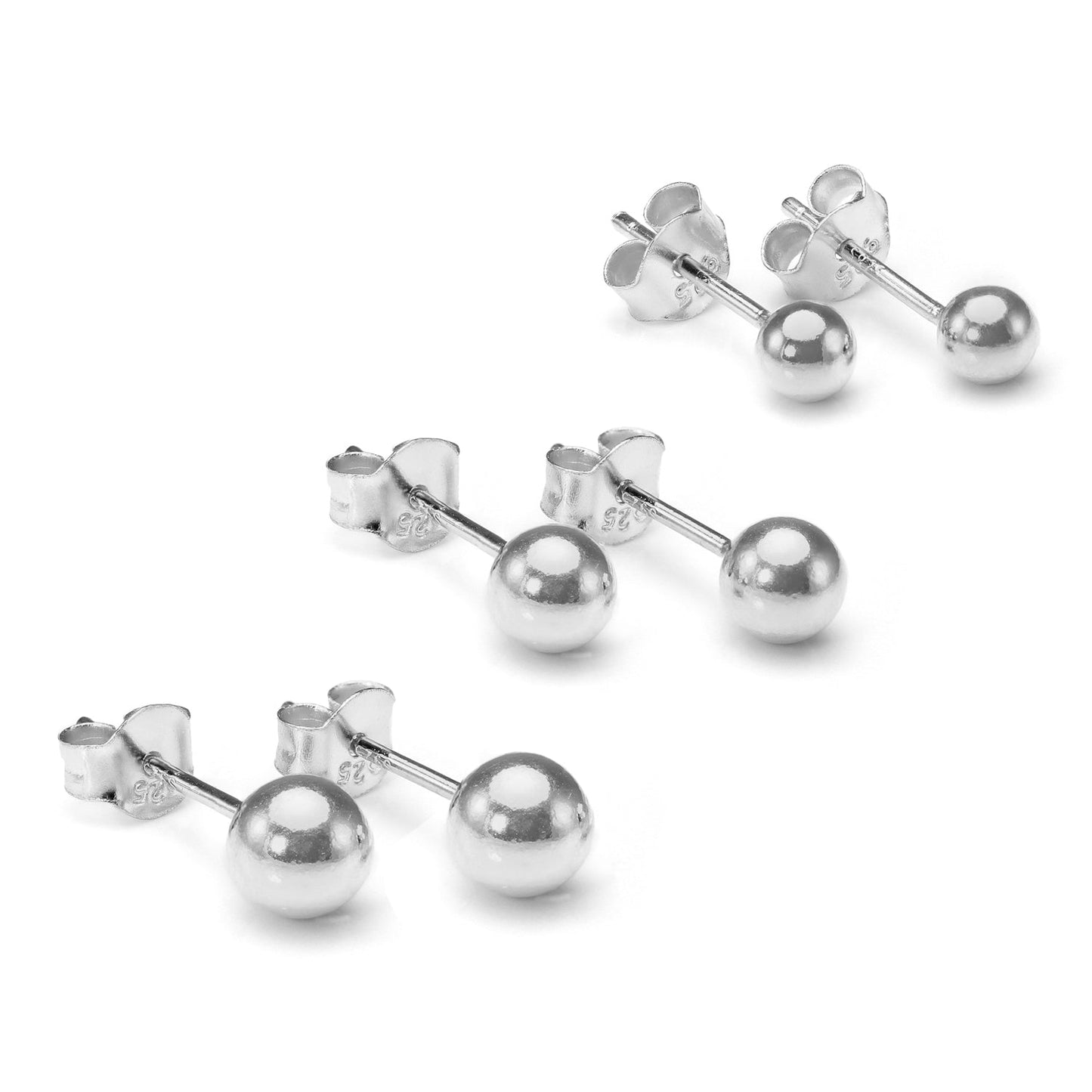 Boucles d'oreilles à tige en argent sterling avec boules