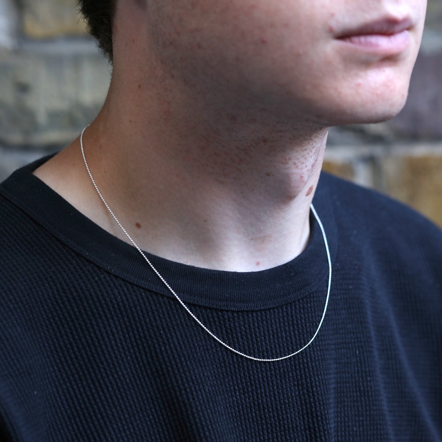 Chaîne à billes en argent sterling de 1 mm