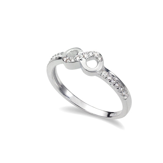 Bague Éternité Infini en argent sterling et cristal CZ - Taille UK IW