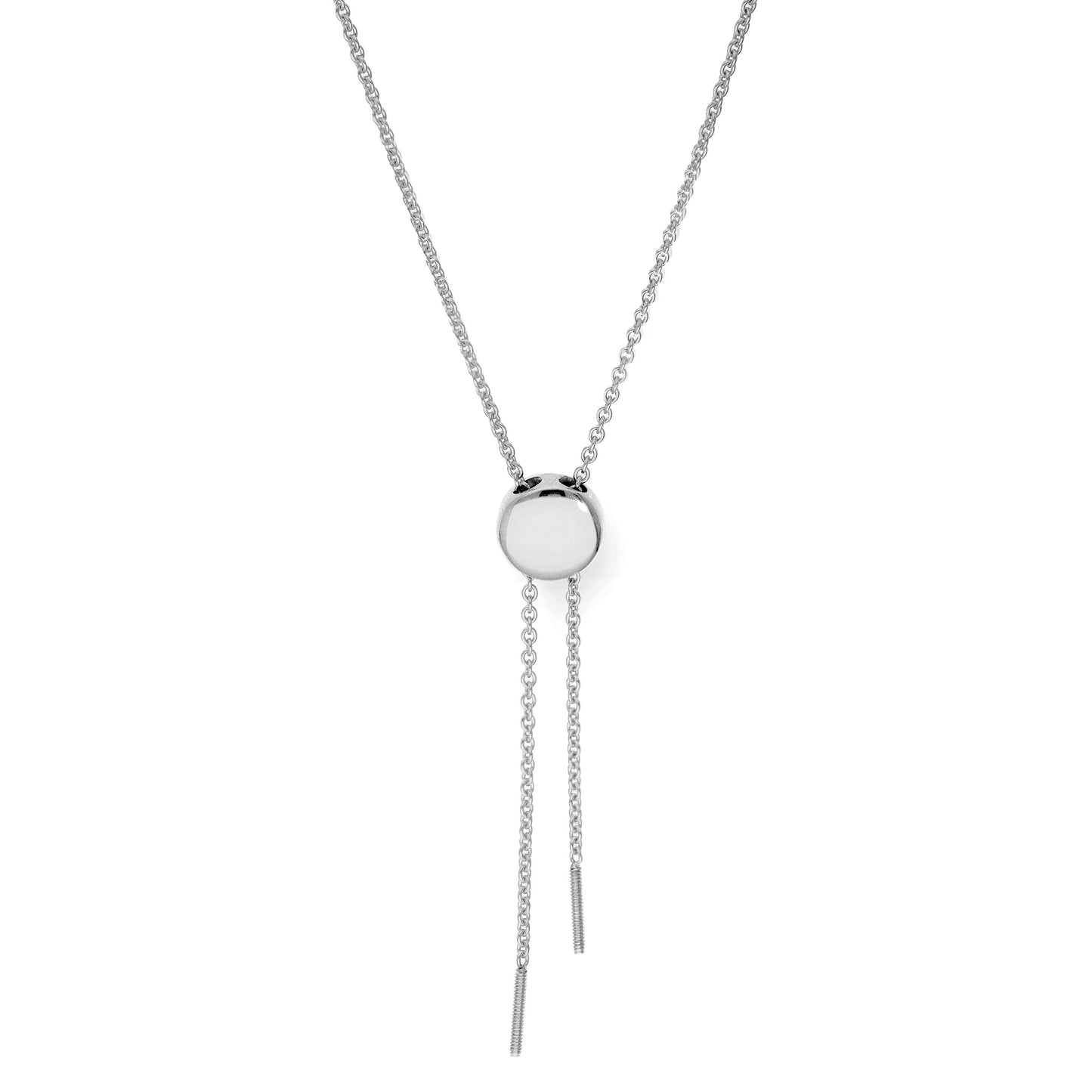 Collier réglable en or blanc plaqué rhodium 9 carats, longueur maximale : 66 cm
