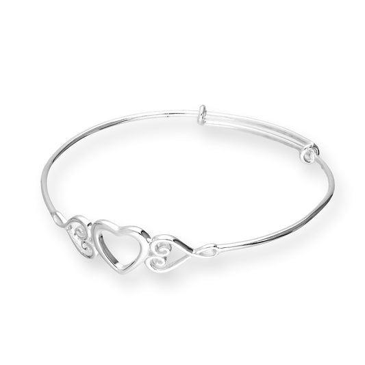 Bracelet réglable en argent sterling avec triple cœur ouvert pour enfant
