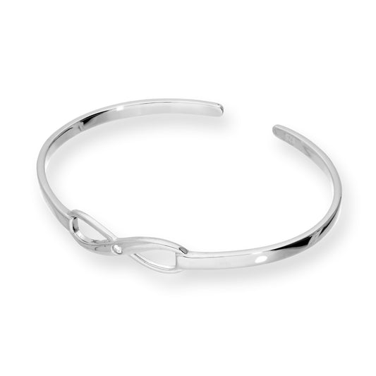 Bracelet jonc infini en argent sterling et cristal CZ transparent