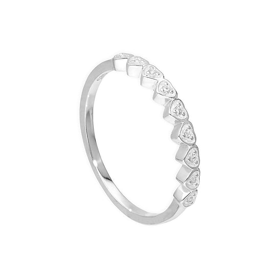 Bague demi-éternité en argent sterling et cristaux CZ transparents, tailles H à V
