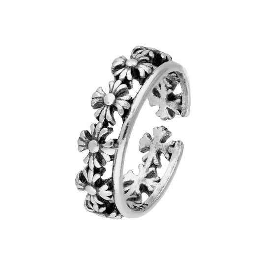 Bague d'orteil en argent sterling avec fleurs