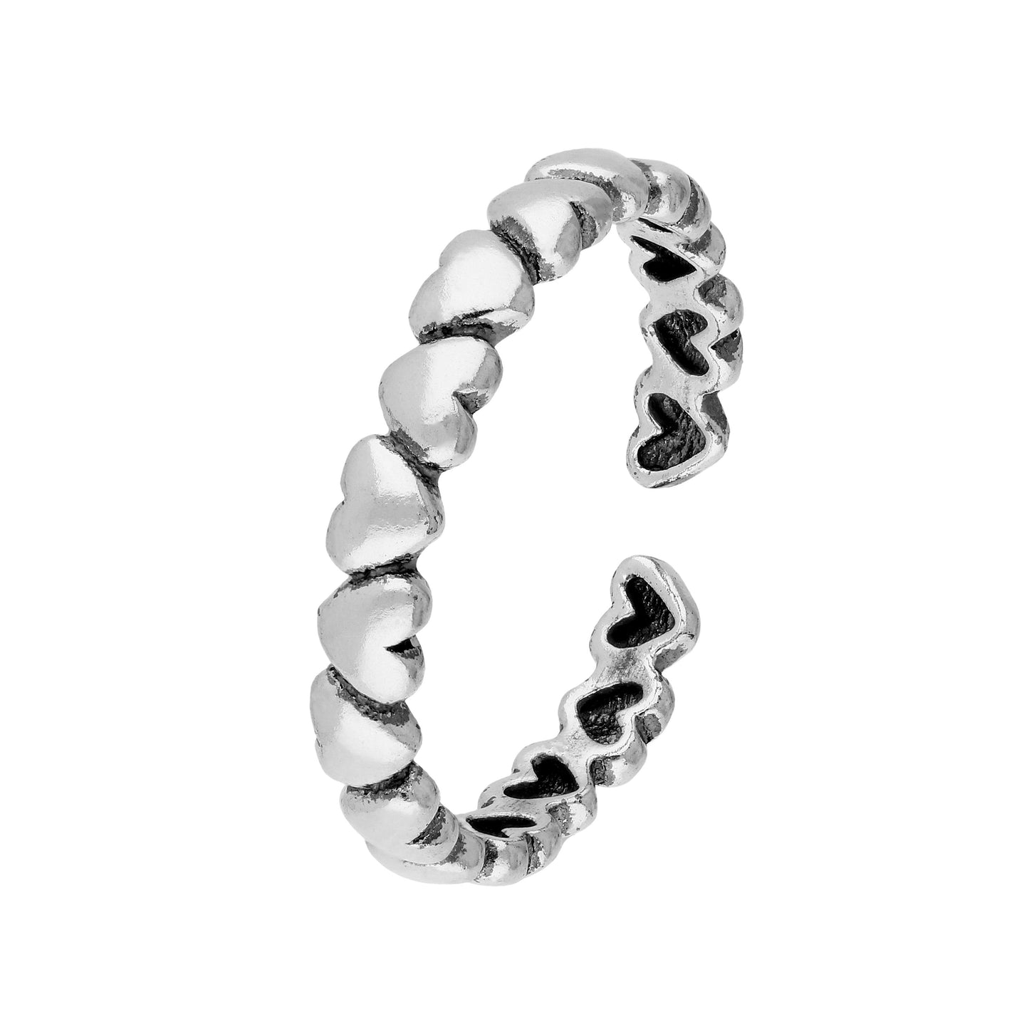 Bague d'orteil en argent sterling avec cœurs