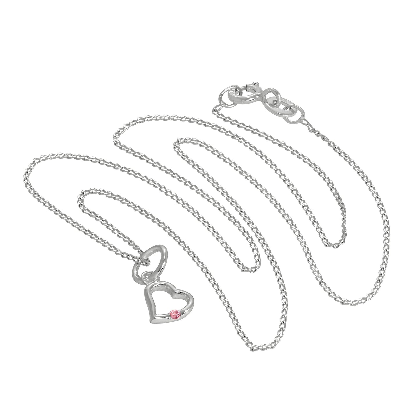 Collier avec pendentif en forme de cœur en argent sterling et cristal tourmaline CZ, 35 à 55 cm