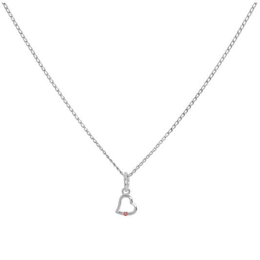Collier avec pendentif en forme de cœur en argent sterling et cristal tourmaline CZ, 35 à 55 cm