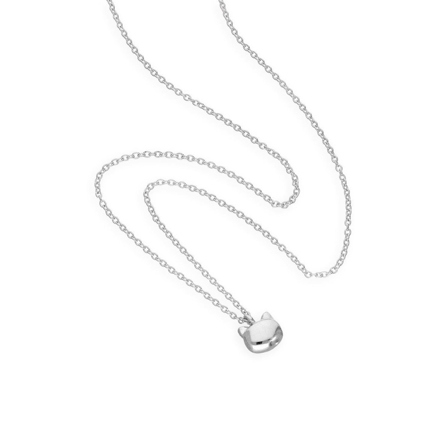 Collier tête de chat en argent sterling avec chaîne de 45 cm