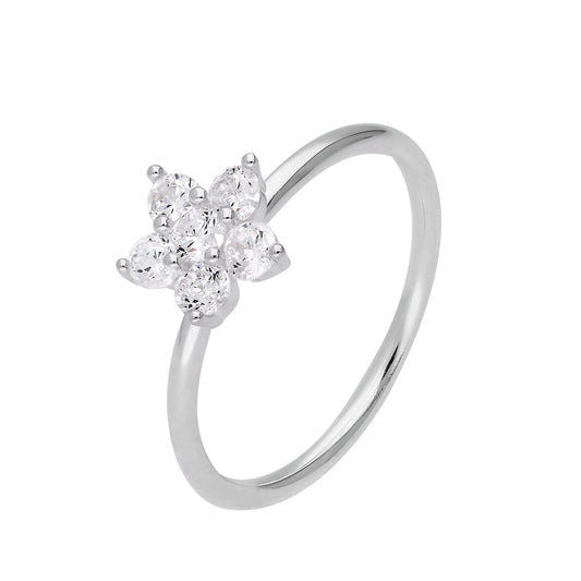 Bague fleur en argent sterling et cristal CZ