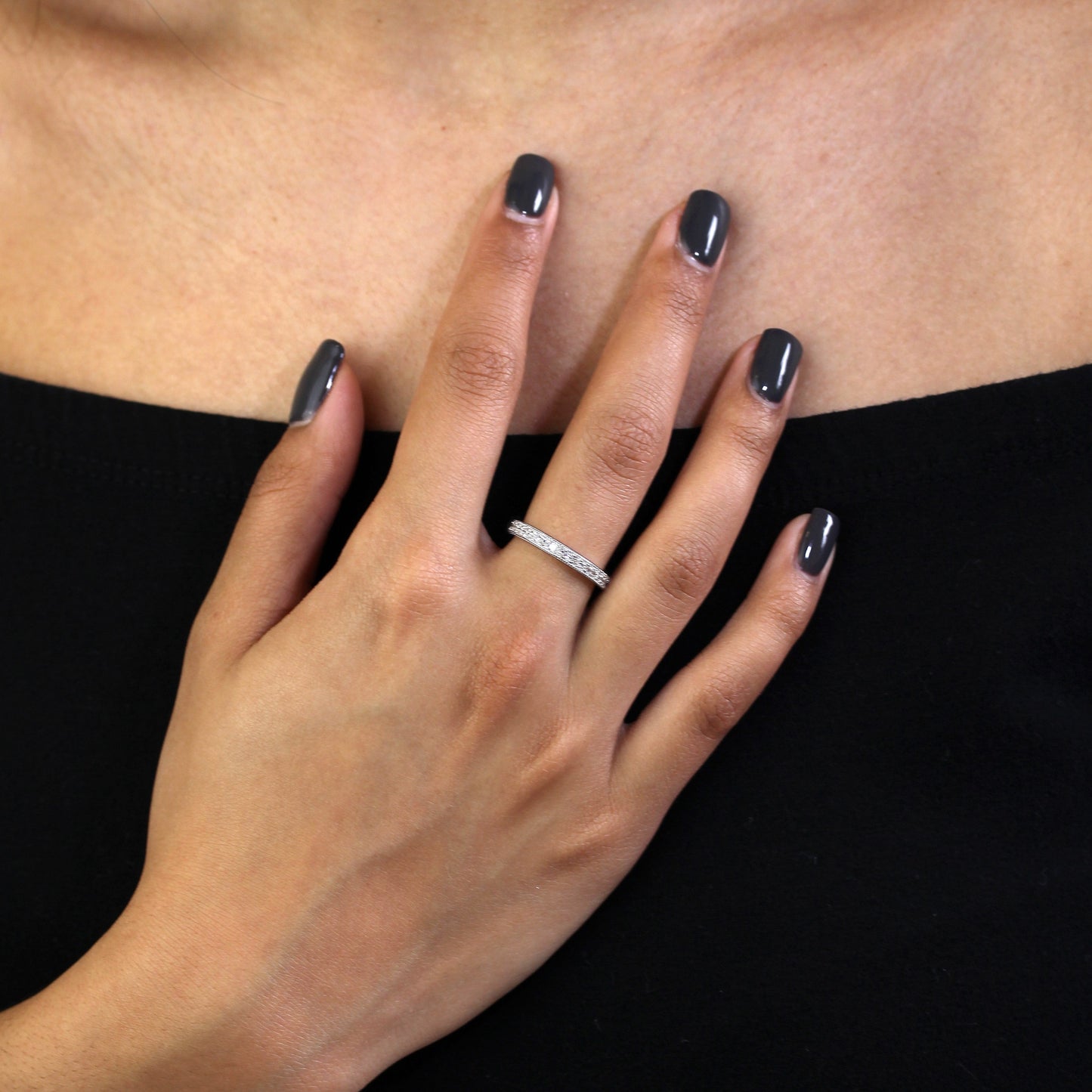 Bague d'éternité complète en argent sterling et cristal CZ