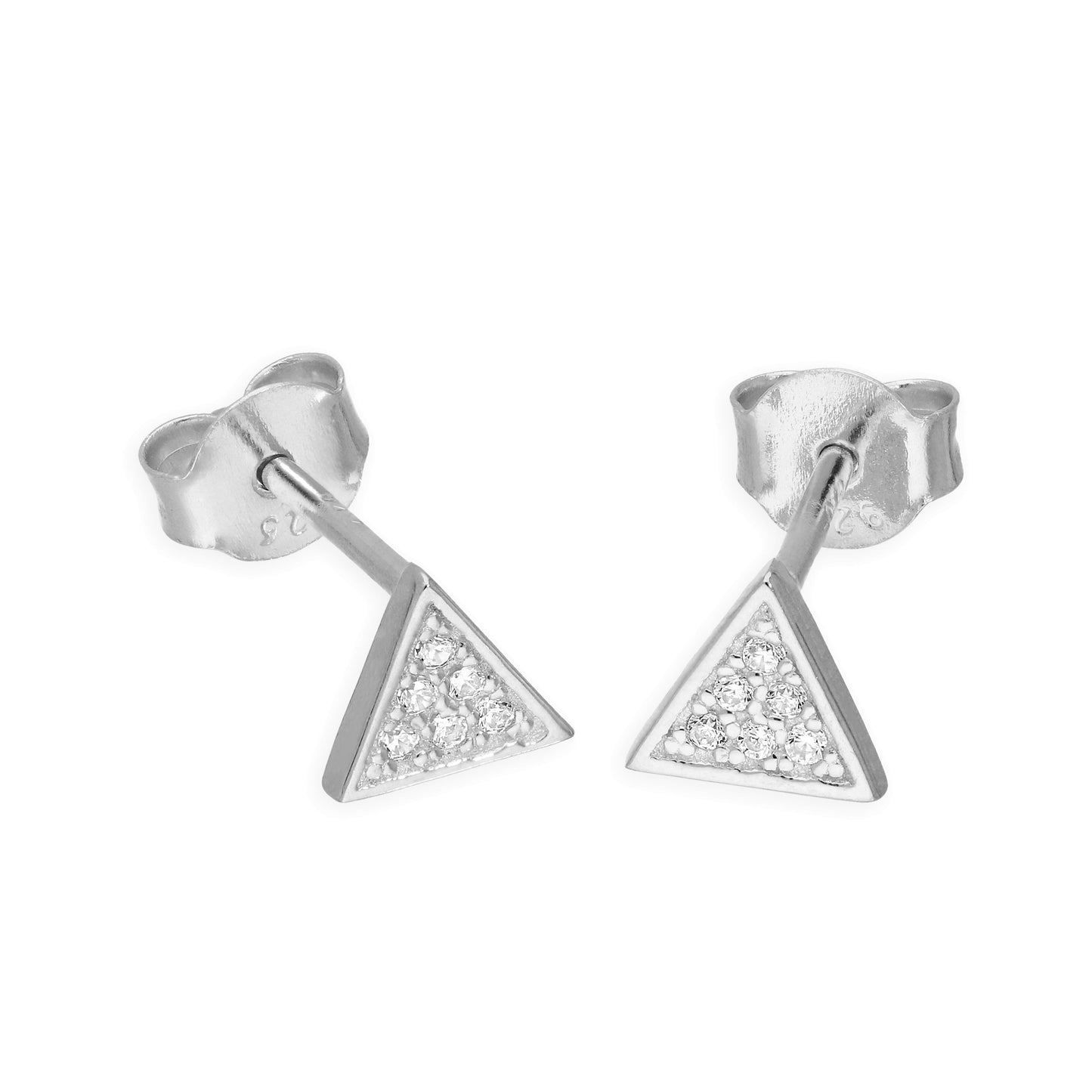 Boucles d'oreilles à tige triangulaires en argent sterling et cristal CZ transparent