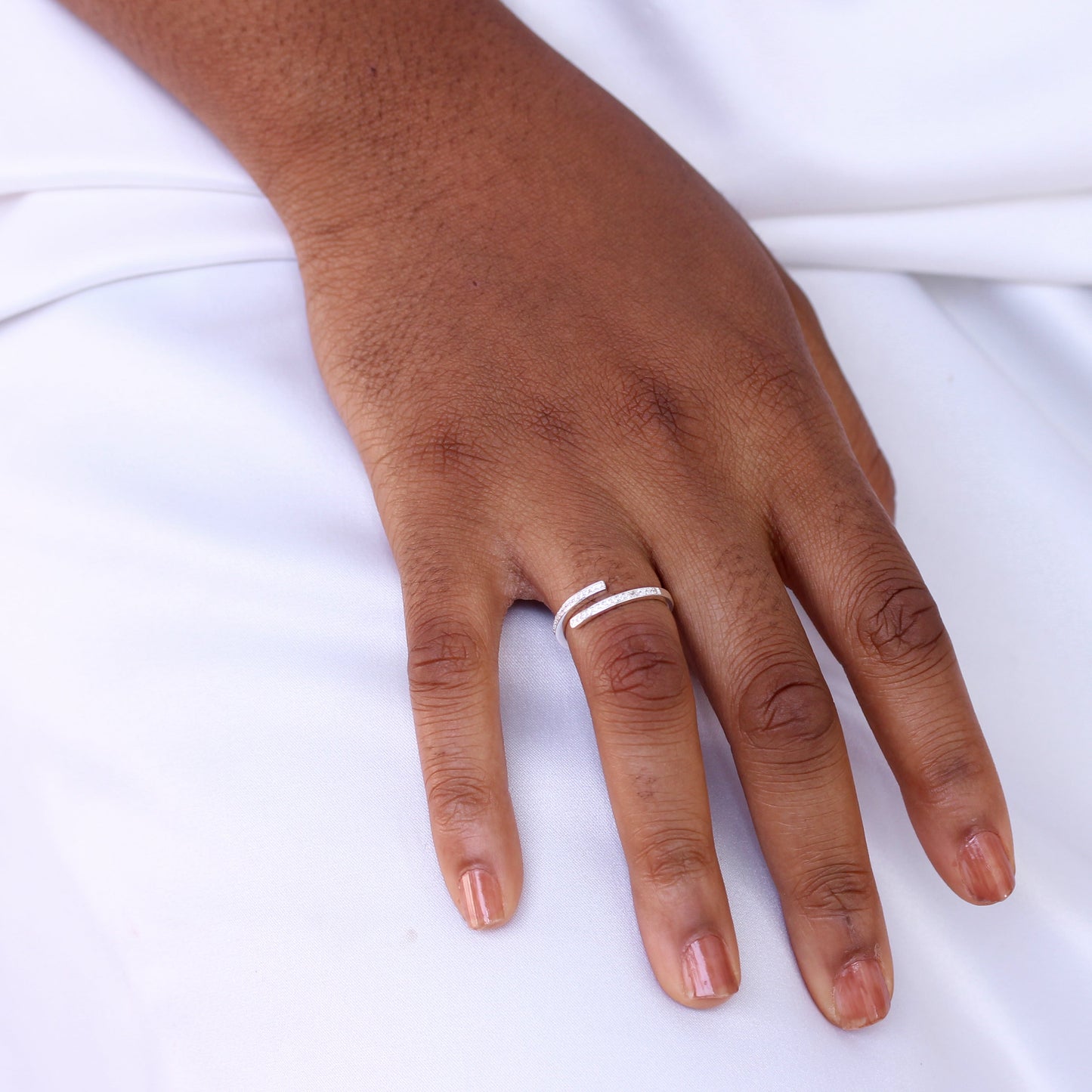 Bague ajustable en argent sterling et cristal CZ transparent