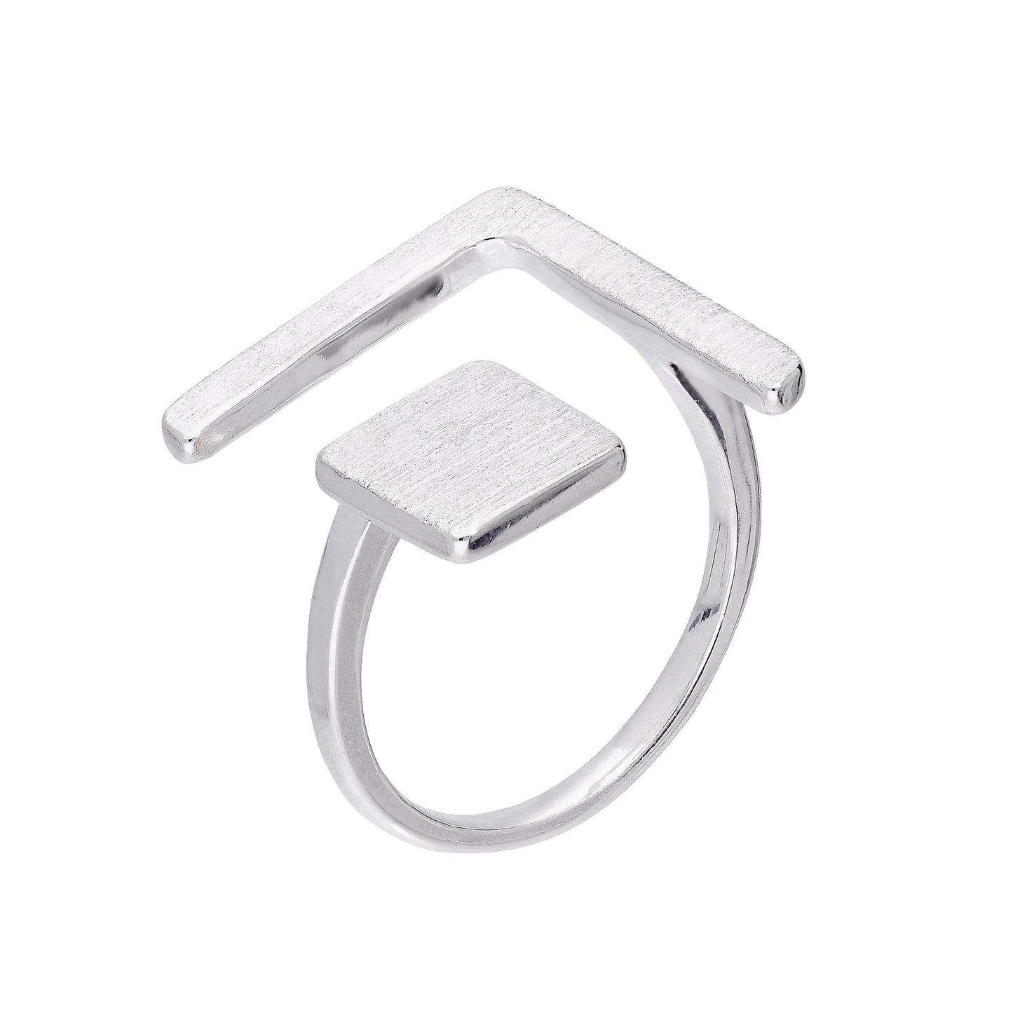 Bague midi ajustable en argent sterling à motif carré et chevron