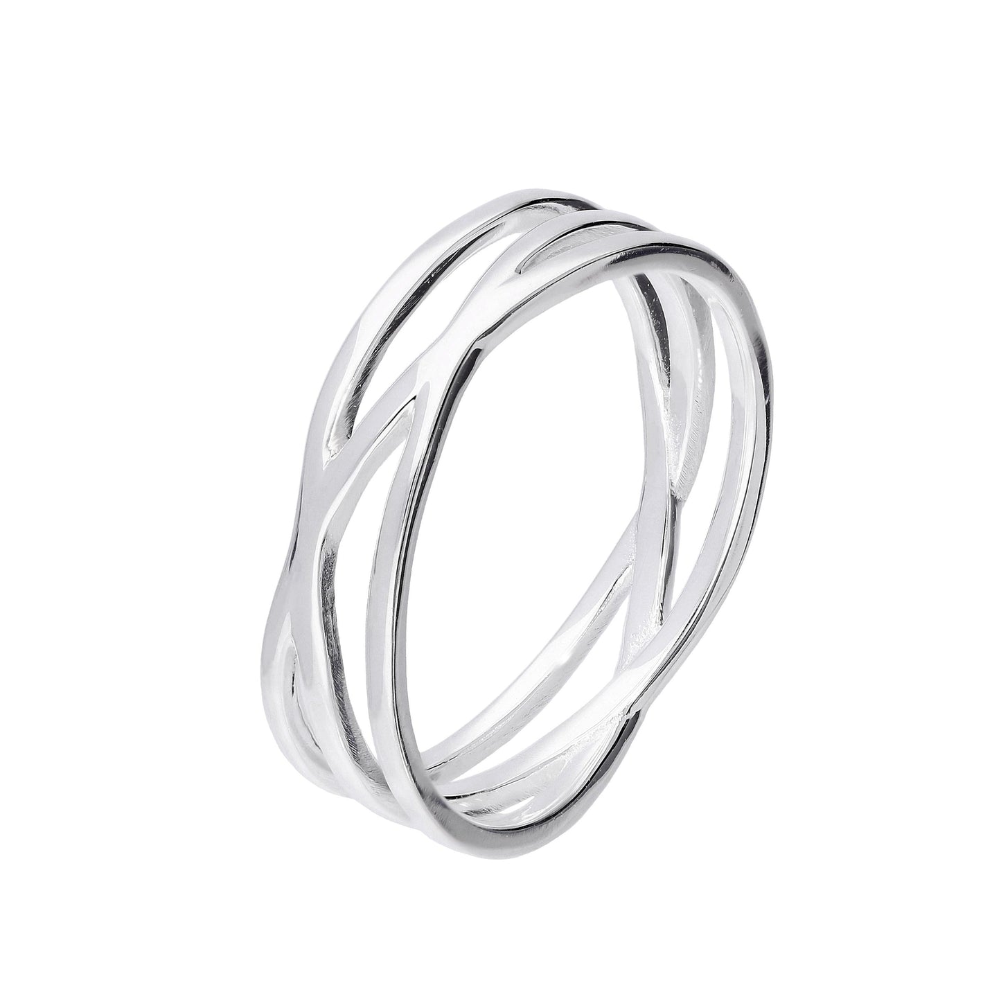 Bague en argent sterling avec fils tissés, taille O