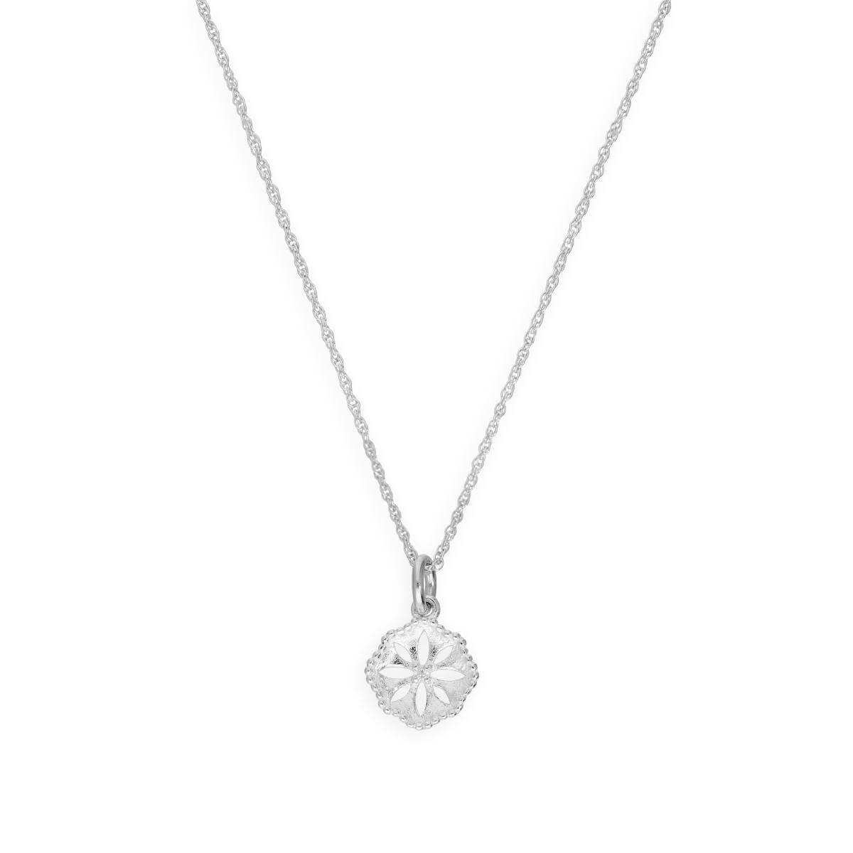 Collier pendentif fleur découpée en argent sterling de 40 à 55 cm