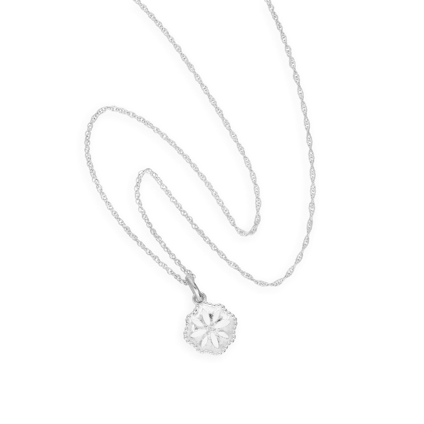 Collier pendentif fleur découpée en argent sterling de 40 à 55 cm