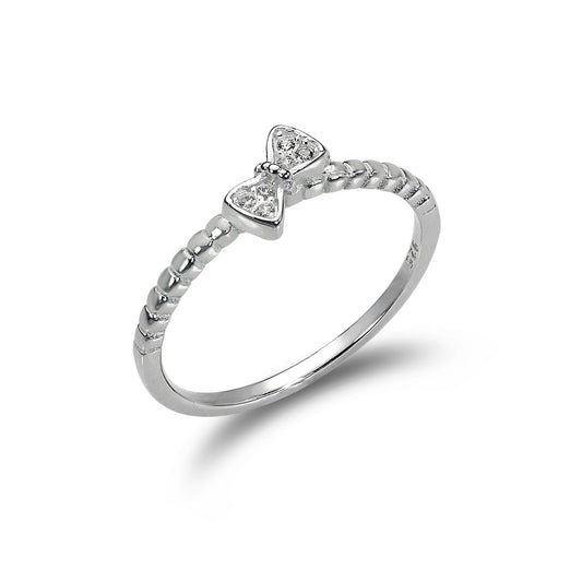 Bague en argent sterling 1 mm avec nœud en cristal CZ - Tailles J à W