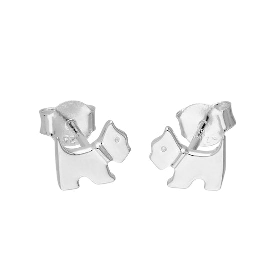 Boucles d'oreilles à tige en argent sterling en forme de petit chien écossais