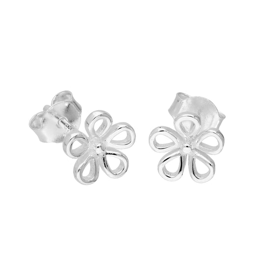 Boucles d'oreilles à tige en argent sterling avec fleurs découpées