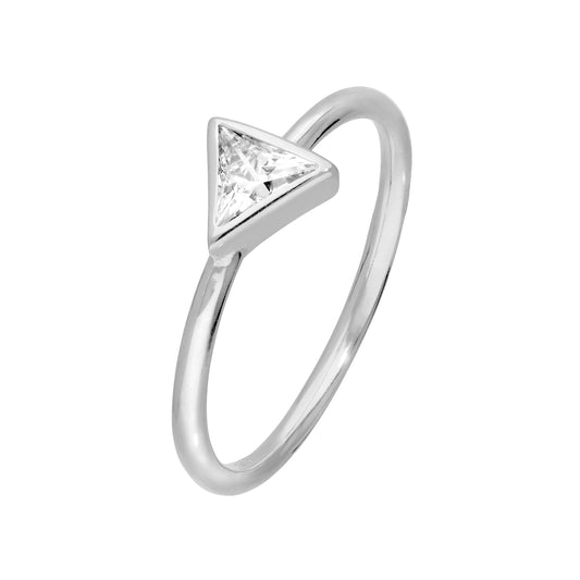 Bague triangulaire en argent sterling et cristal CZ transparent, tailles J à W