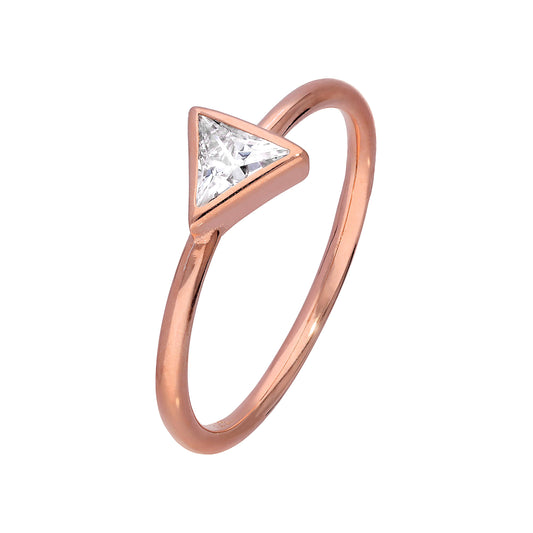 Bague triangulaire en argent sterling plaqué or rose et cristal CZ, tailles J à W