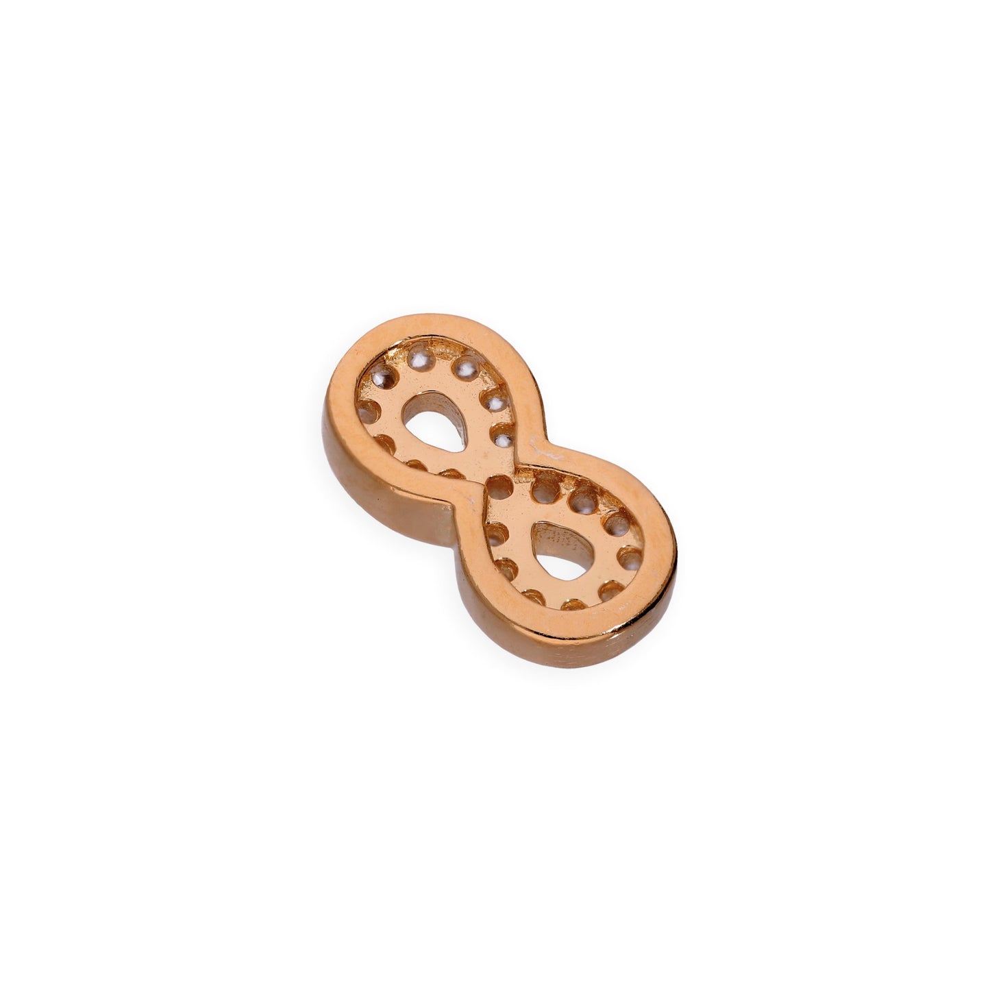 Breloque infini flottante en argent sterling plaqué or rose et cristal CZ transparent