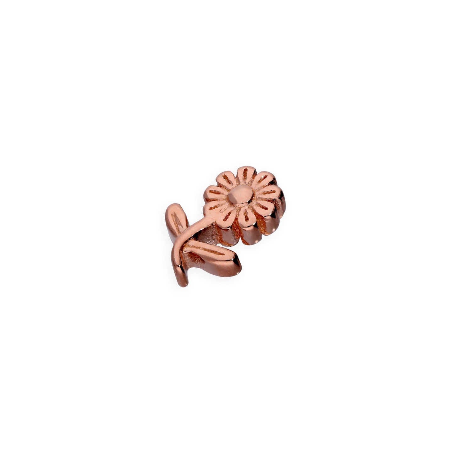 Breloque fleur flottante en argent sterling plaqué or rose