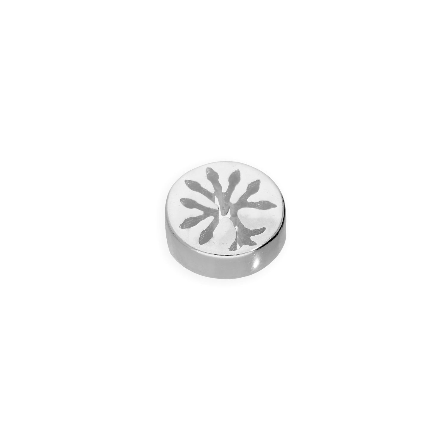 Breloque ronde flottante en argent sterling avec arbre découpé