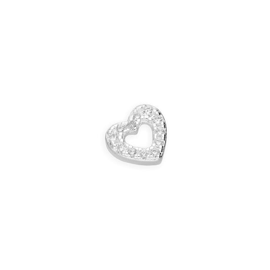Breloque en forme de cœur flottant ouvert en argent sterling et cristal CZ transparent