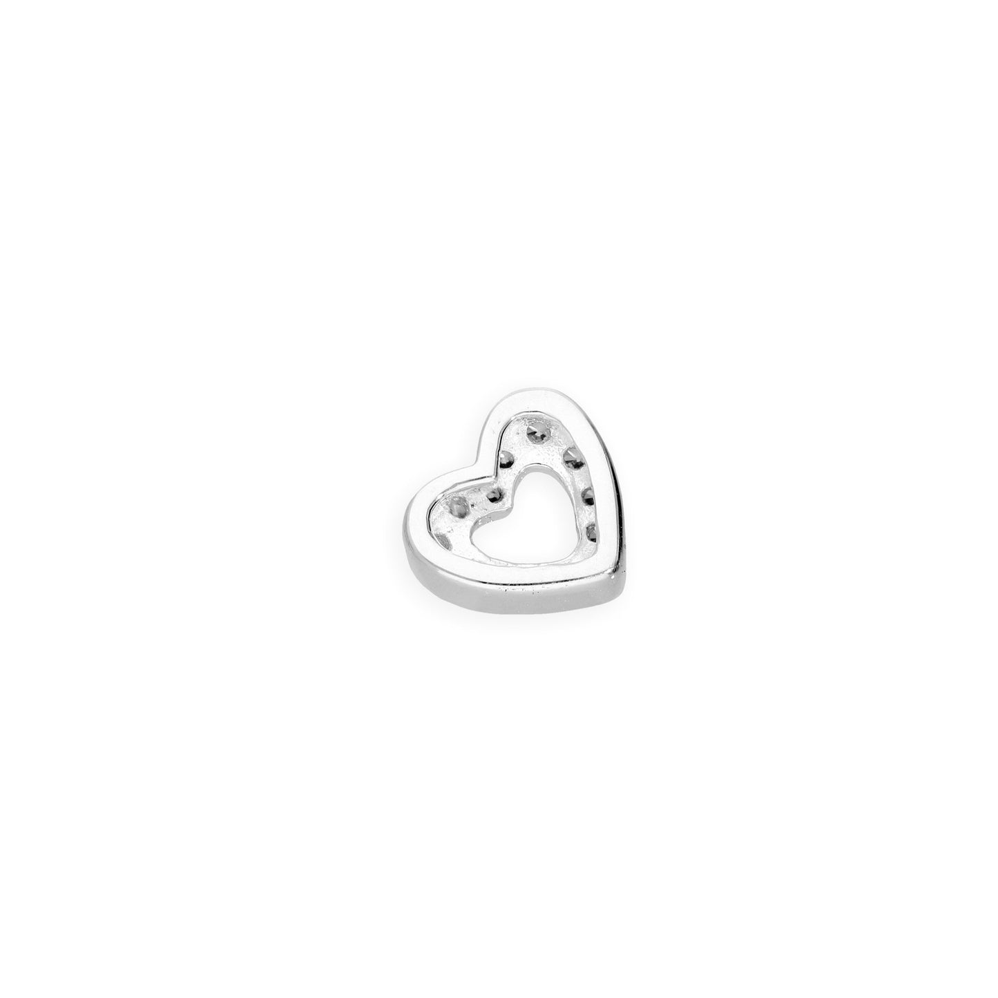 Breloque en forme de cœur flottant ouvert en argent sterling et cristal CZ transparent