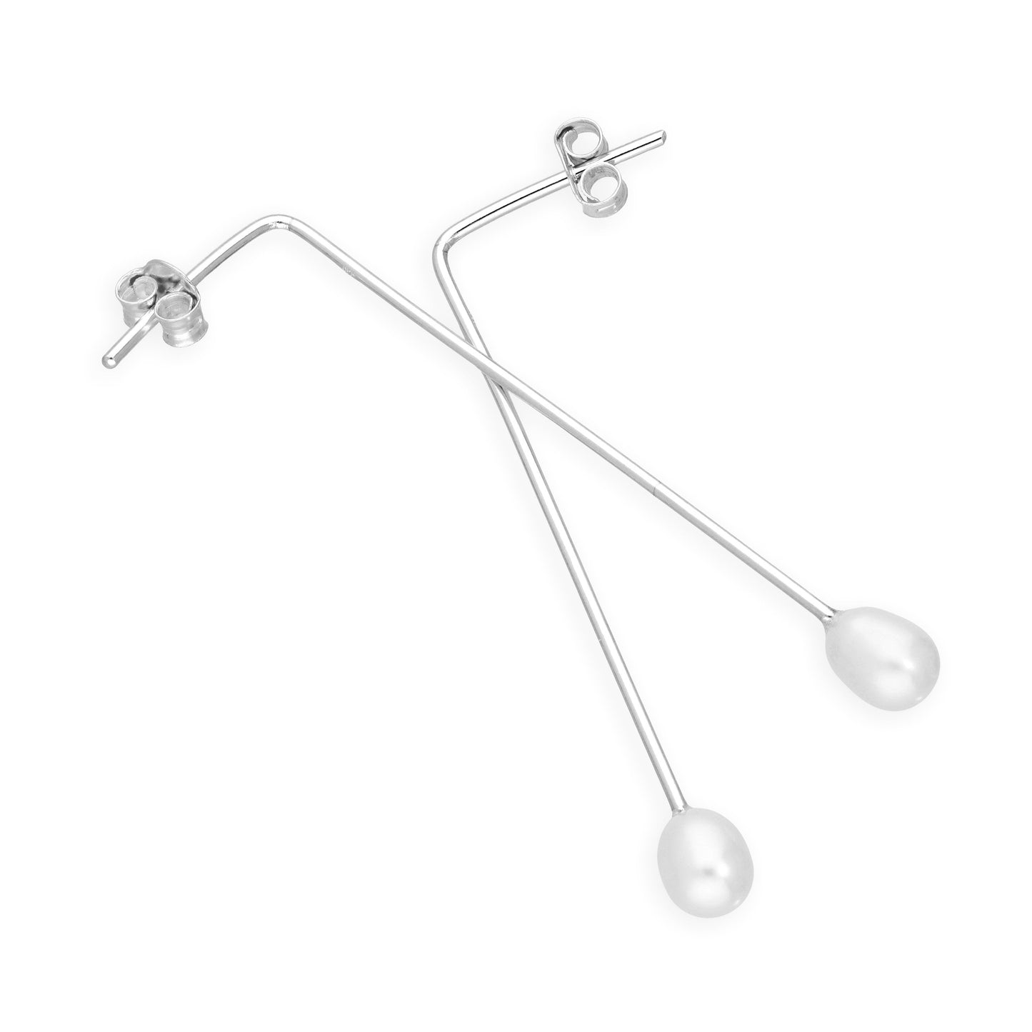Boucles d'oreilles pendantes en argent sterling et perles