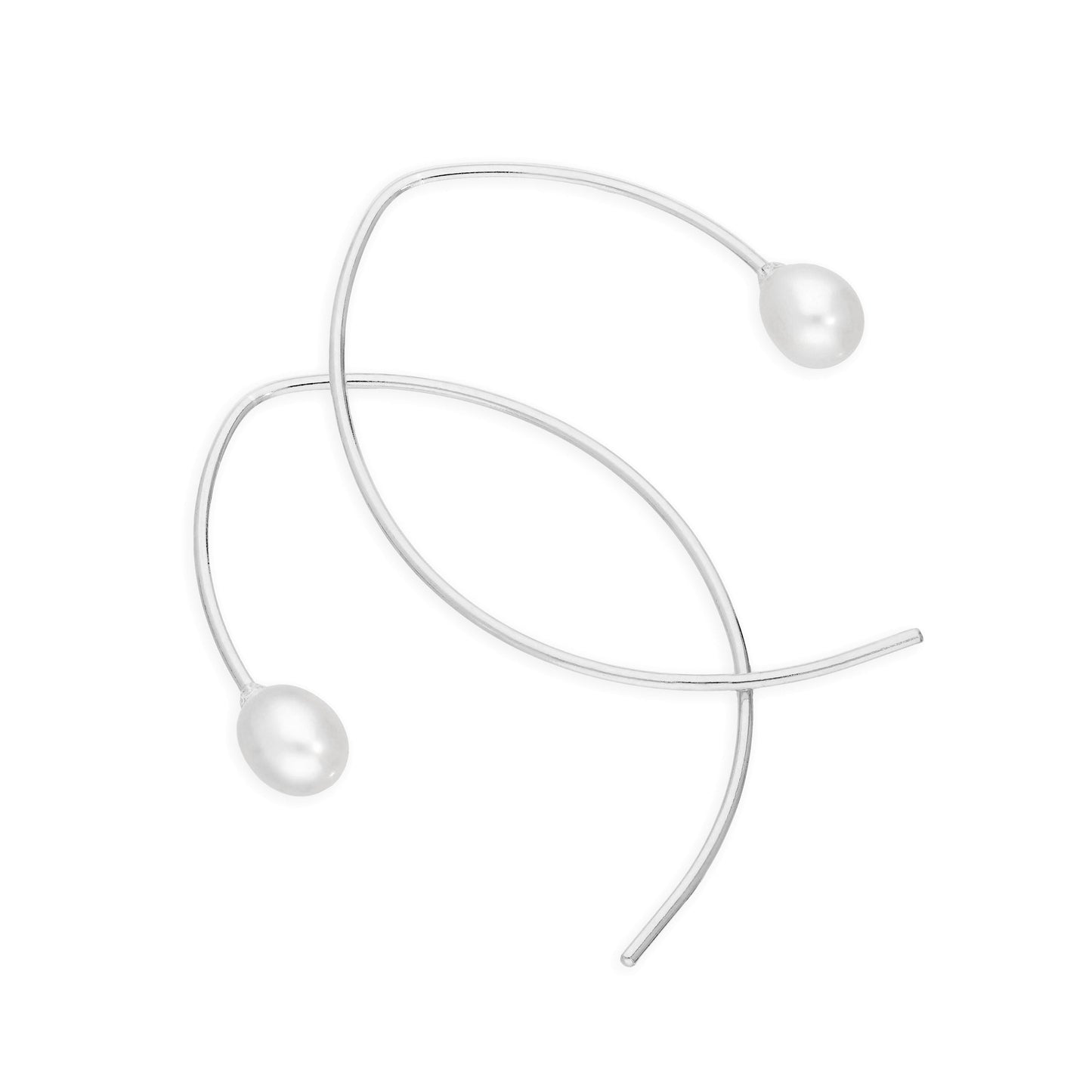 Boucles d'oreilles courbes en argent sterling et perles
