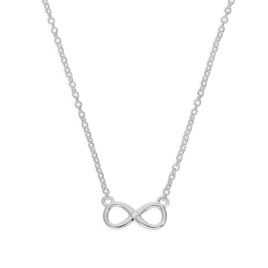Collier symbole de l'infini en argent sterling et diamant véritable de 45 cm