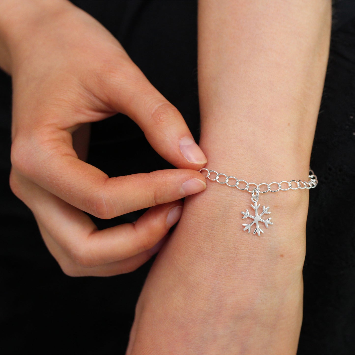 Bracelet flocon de neige d'hiver en argent sterling